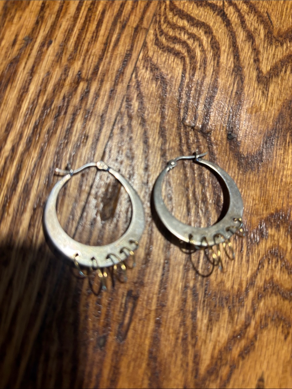 Gold-Tone Hoop Earrings with Dangle Accents